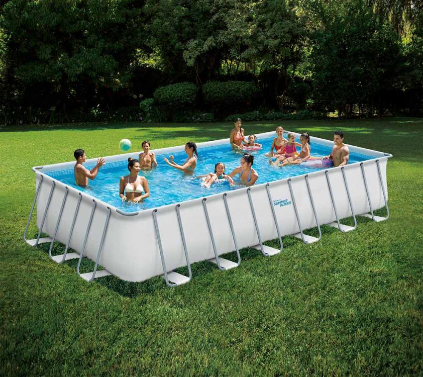 Summer Waves Stahlrahmen Aufstellpool Elite Frame eckig | Lichtgrau | 732x366x132 cm 