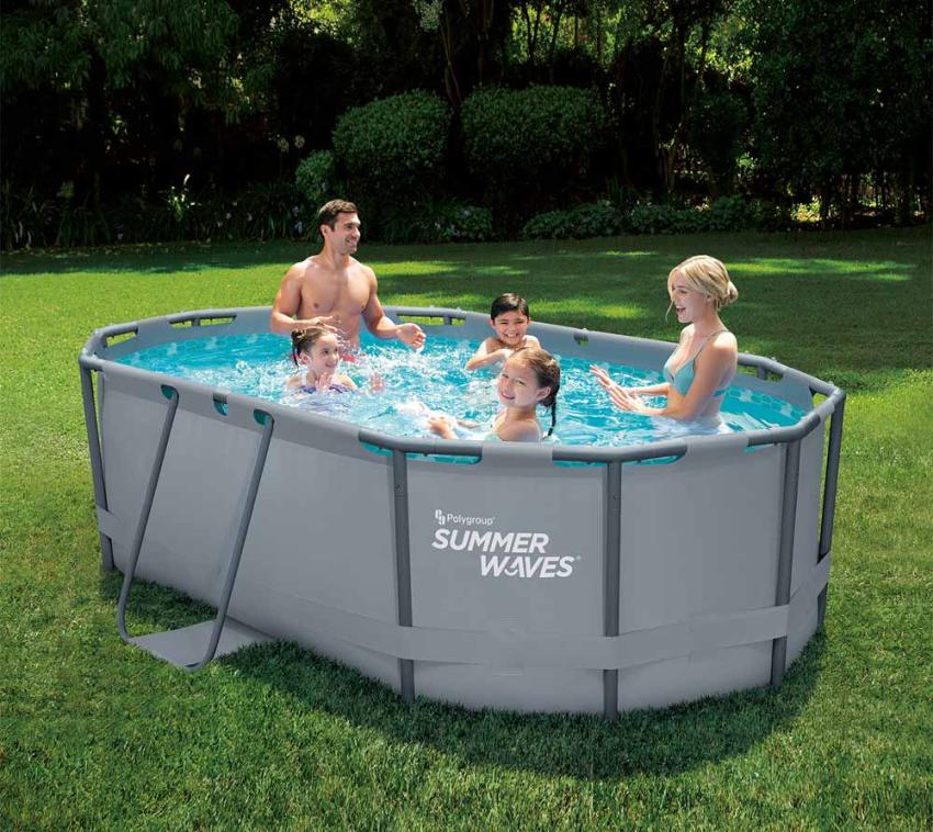 B-WARE Summer Waves Stahlrahmen Aufstellpool Active Frame oval | Anthrazit | 300x200x84 cm 