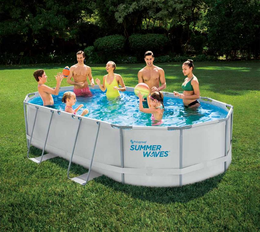 Summer Waves Stahlrahmen Aufstellpool Active Frame oval | Lichtgrau | 488x305x107 cm 