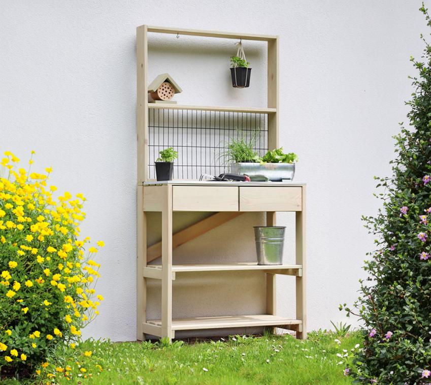 Westmann Holz Pflanztisch Fiona | Natur | 78x38x158 cm 