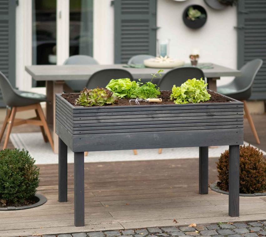 Westmann Holz Hochbeet Frieda | Dunkelgrau | 119x75x79 cm 
