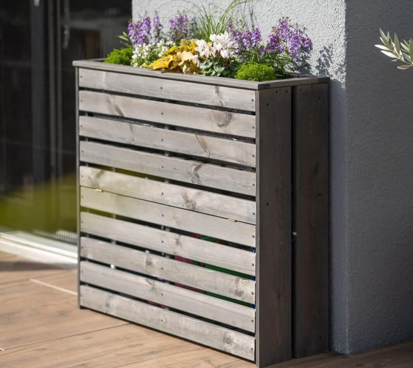 Westmann Holz Pflanzkasten mit Stauraum Solo | Grau | 100x30x88 cm 
