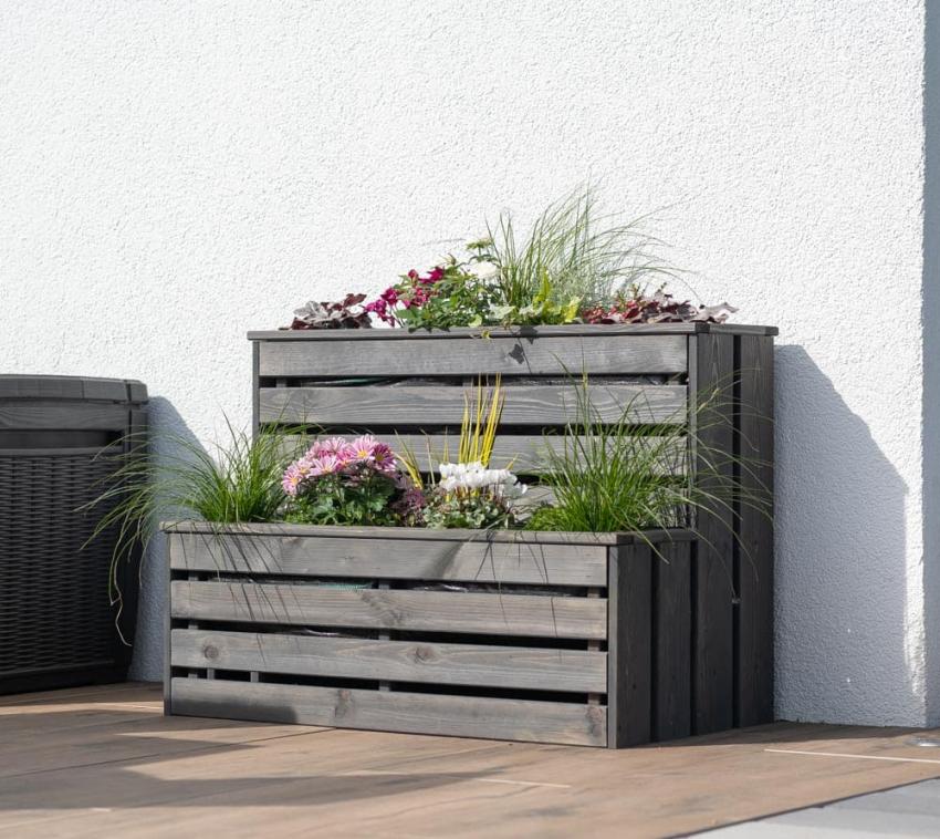 B-WARE Westmann Holz Pflanzkasten Duett | Grau | 100x56x72 cm 
