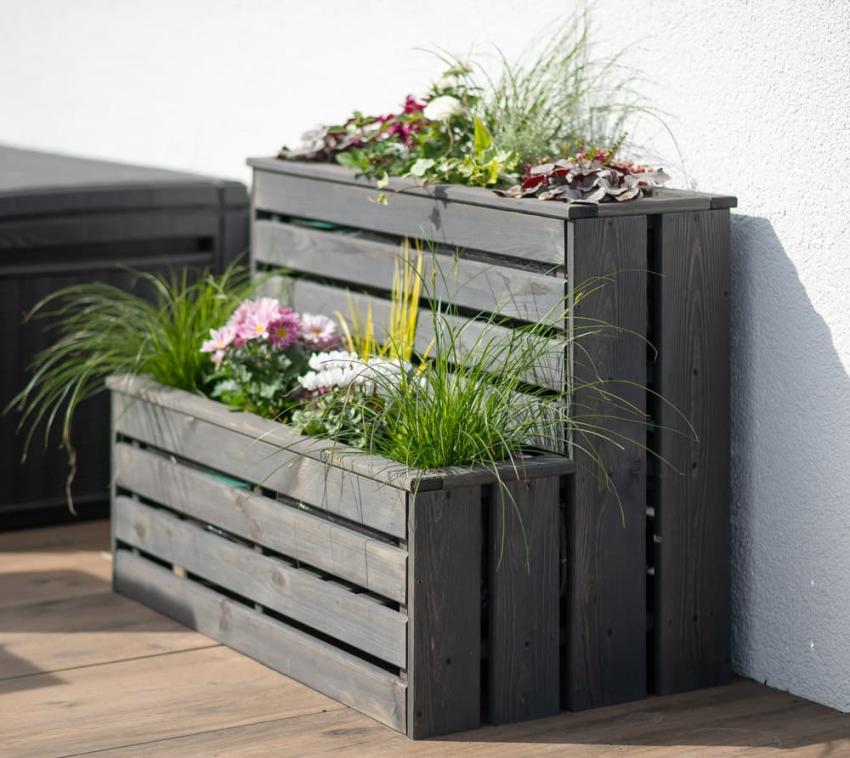 Westmann Holz Pflanzkasten Duett | Grau | 100x56x72 cm 