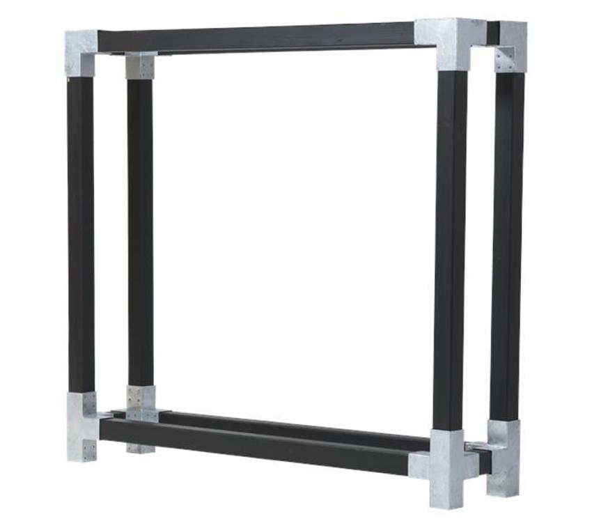 Plus Holz Kaminholzregal Holzlager | Schwarz | 50x206x188 cm 