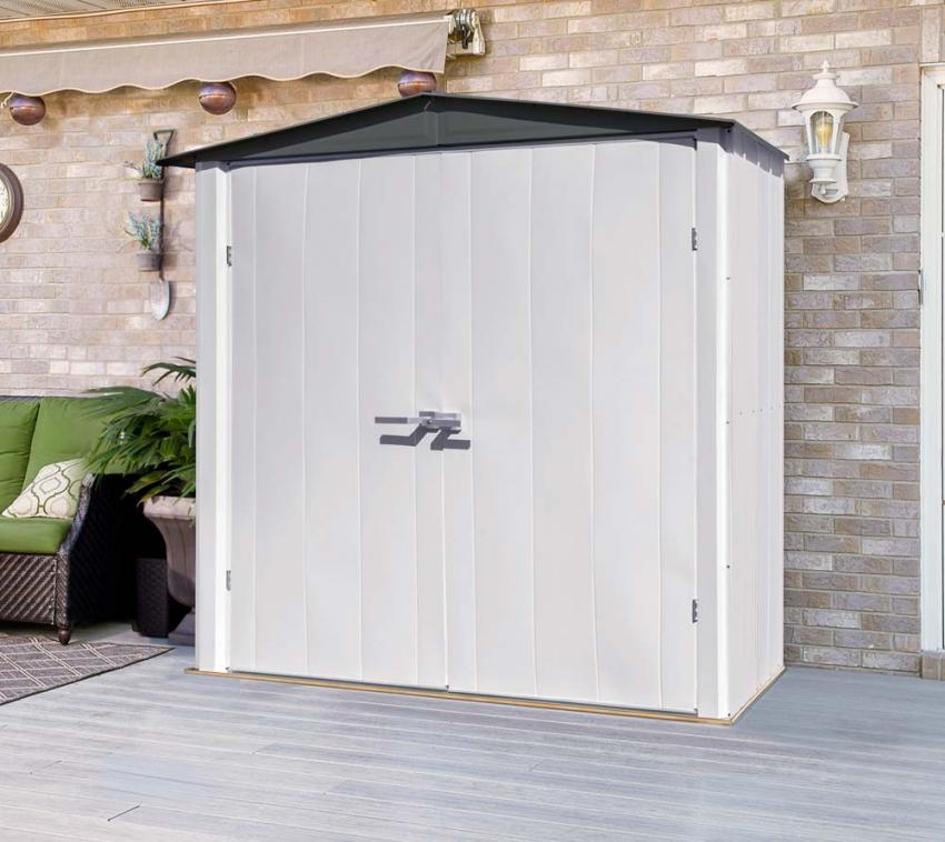 Spacemaker Metall Gartenschrank Geräteschrank 63 | Lichtgrau | 100x191x200 cm 