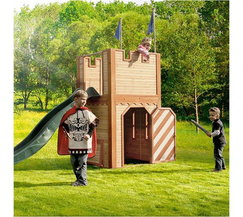Axi Spielburg Arthur inkl. Rutsche & Fenster | Natur | 110x180x195 cm 