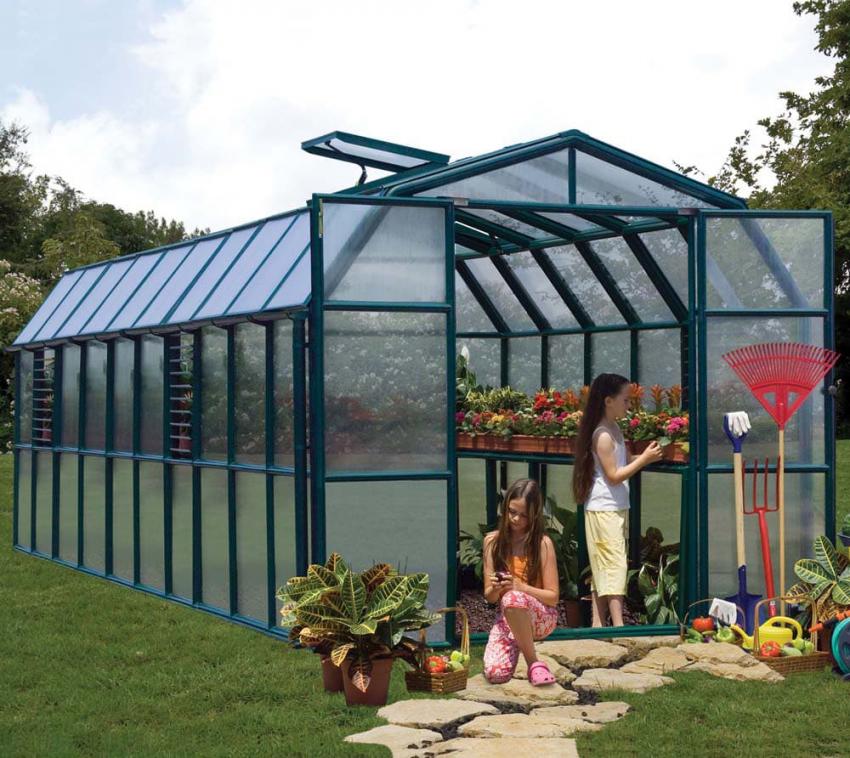 Rion Kunststoff Gewächshaus Prestige 412 | Grün | 764x267x238 cm 