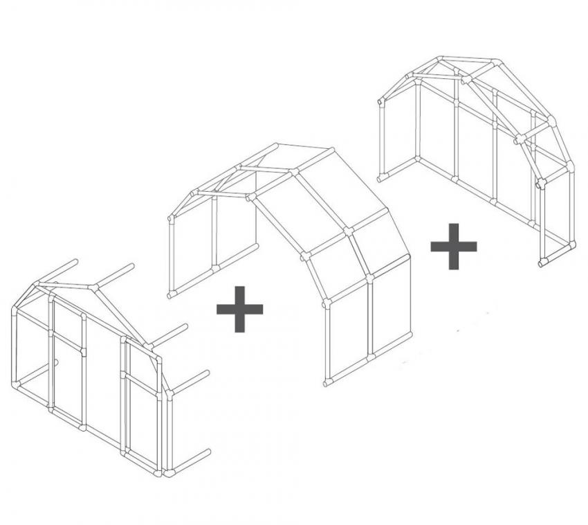 Rion Kunststoff Gewächshaus Erweiterung SMART | Grün | 125x204x198 cm ohne Fundament