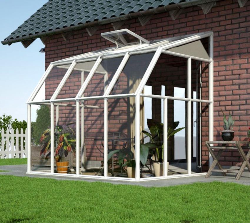 Rion Kunststoff Wintergarten Anlehngewächshaus Sun Room 34 | Weiß | 262x201x247 cm 