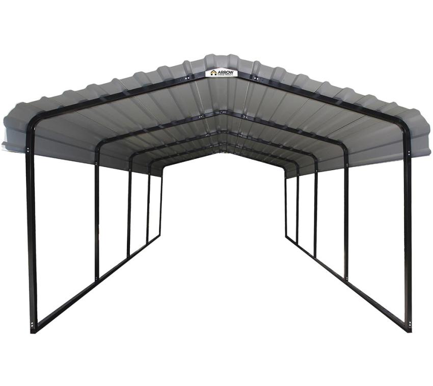 B-WARE ShelterLogic Stahl Carport Garage Neapel | Schwarz | 600x370x260 cm 