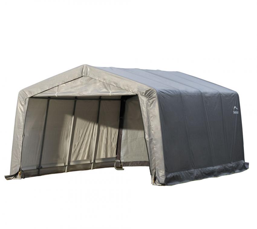 B-WARE ShelterLogic Folien Zeltgarage Gerätehaus | Grau | 490x370x260 cm 