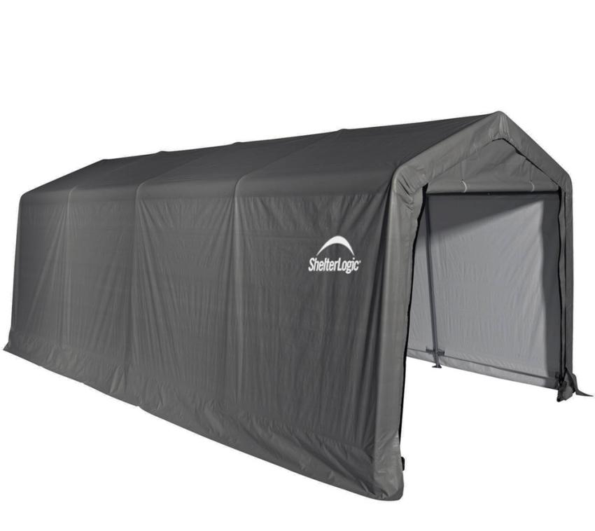 ShelterLogic Folien Zeltgarage Gerätehaus | Grau | 610x300x240 cm 