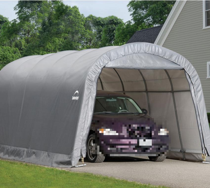 ShelterLogic Folien Zeltgarage Gerätehaus | Grau | 610x370x240 cm 