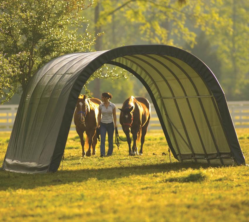 ShelterLogic Folien Weidezelt Zeltgarage Run-In-Shed 22,6m² grün 610x370x250 cm 