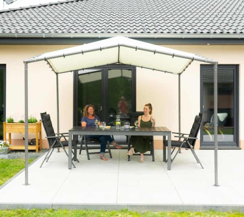 B-WARE ShelterLogic Stahl Pavillon Canopy Pacifica 1010 | Hellgrau | 317x317 cm 