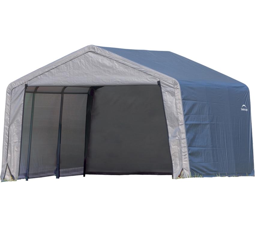 B-WARE ShelterLogic Folien Weidezelt Zeltgarage | Grau | 370x370x260 cm 