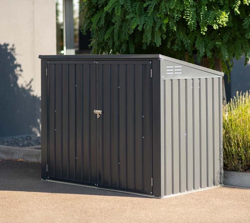 Westmann Metall Mülltonnenbox Gerätebox 53 | Dunkelgrau | 100x172x131 cm 