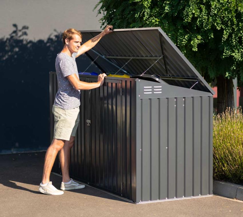 Westmann Metall Mülltonnenbox und Gerätebox 7x3 dunkelgrau 100x235x131 cm 
