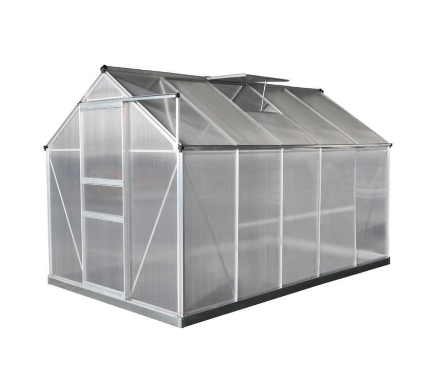Westmann Aluminium Gewächshaus inkl. Öffner  6x10| silber| 192x312 cm 