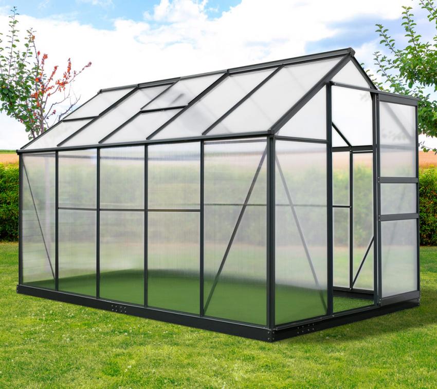 Westmann Aluminium Gewächshaus Flora 610 | Anthrazit | 312x192x201 cm 