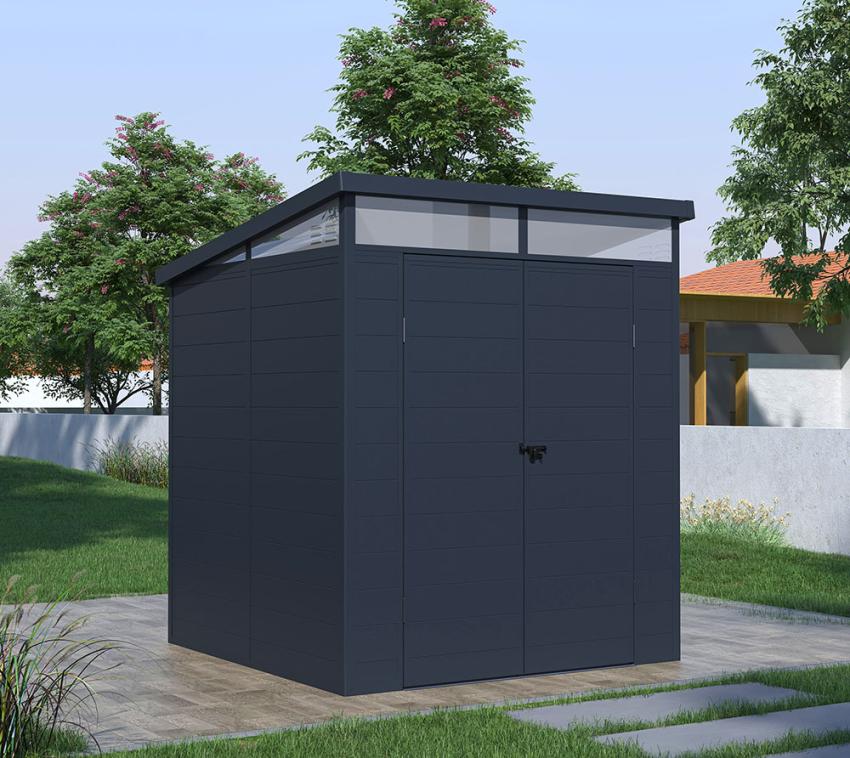 Westmann Kunststoff Gerätehaus Topia M | mit Pultdach | Anthrazit | 190x192x215 cm 