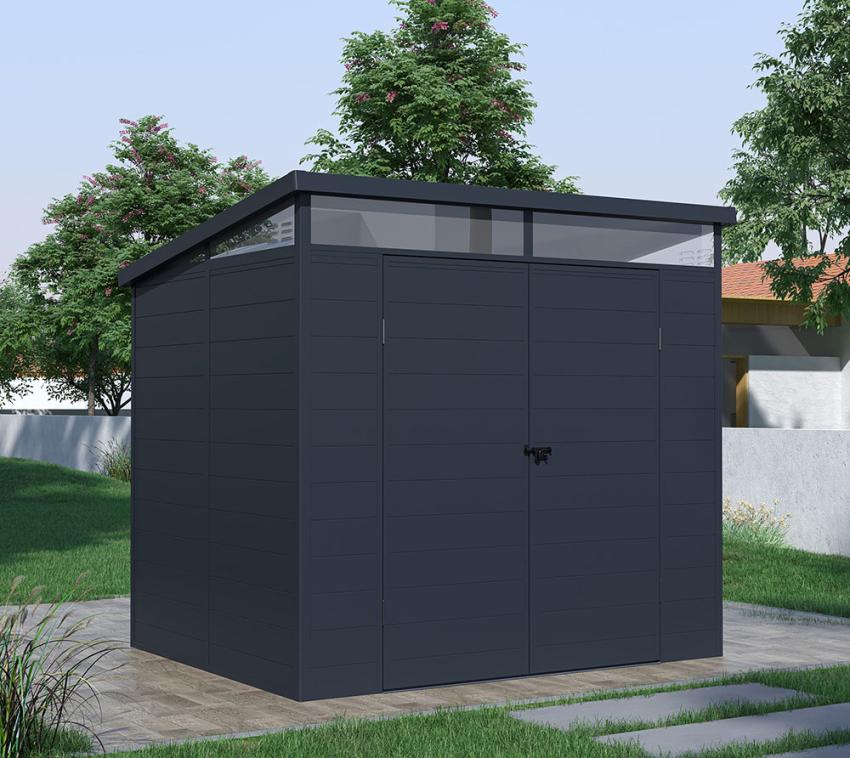 Westmann Kunststoff Gerätehaus Topia L | mit Pultdach | Anthrazit | 238x192x215 cm 