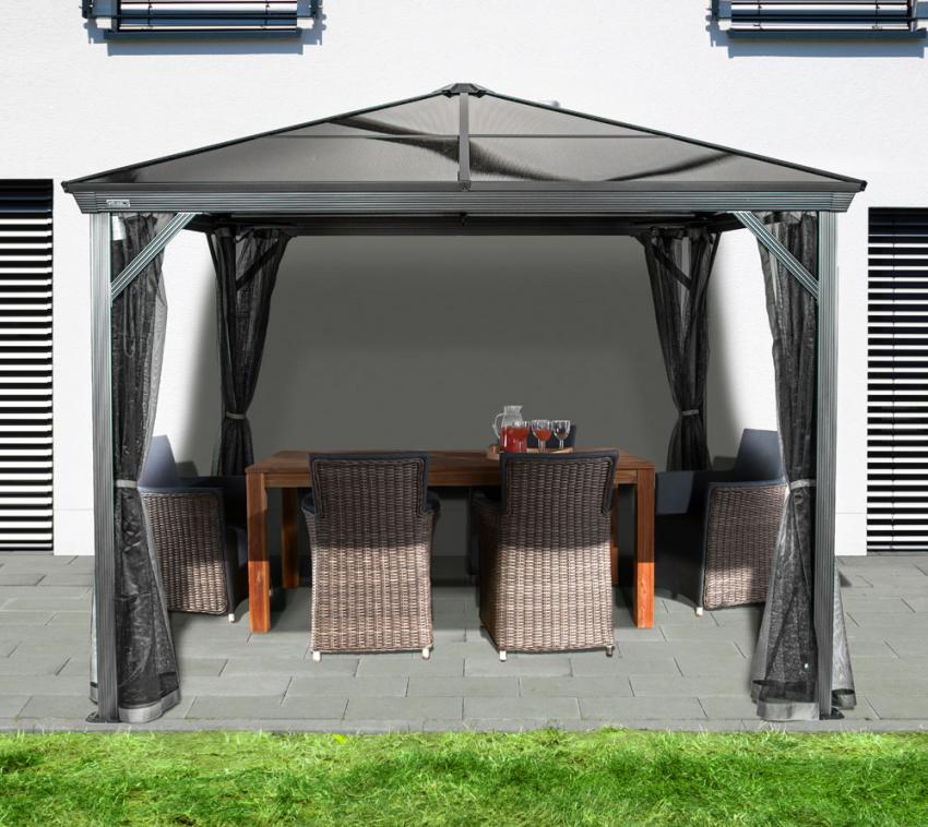 B-WARE Sojag Aluminium Pavillon Verona 1010 inkl. Moskitonetz | Anthrazit | 298x298x260 cm 