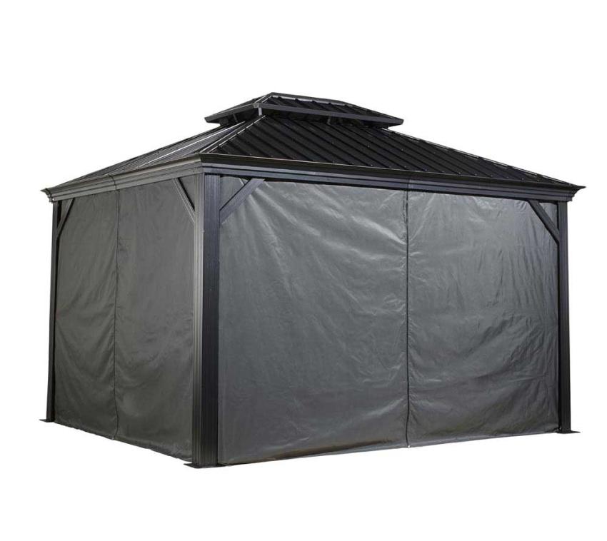 Vorhänge inkl. Clips für Pavillon Messina 10x12 Dunkelgrau 