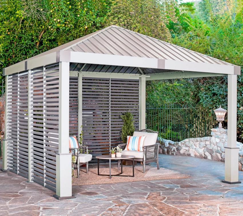 Sojag Aluminium Pavillon Nanda 1212 inkl. Seitenwand | Champagner | 363x363x313 cm 