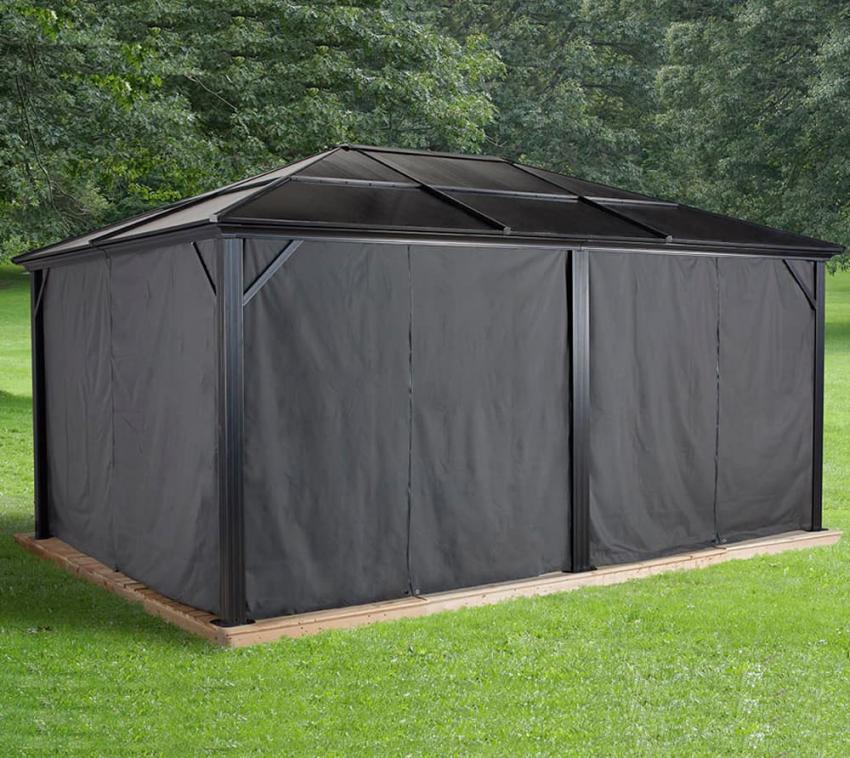 Sojag Pavillon Meridien 1216 Vorhänge inkl. Clips | Dunkelgrau 
