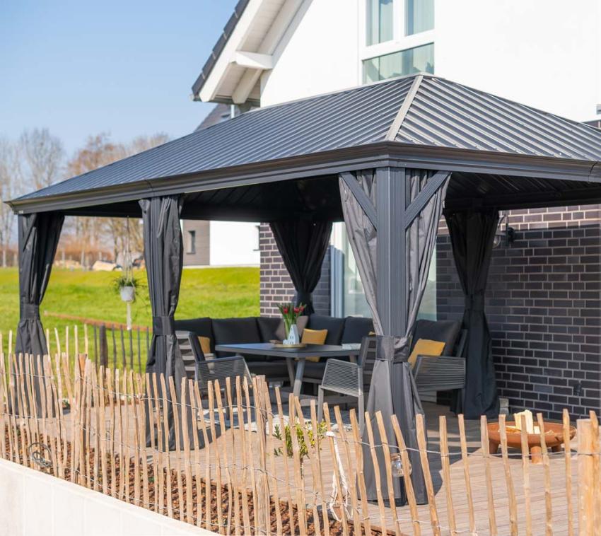 Sojag Aluminium Pavillon Marsala 12x20 inkl. Moskitonetz grau 365x598x293 cm 