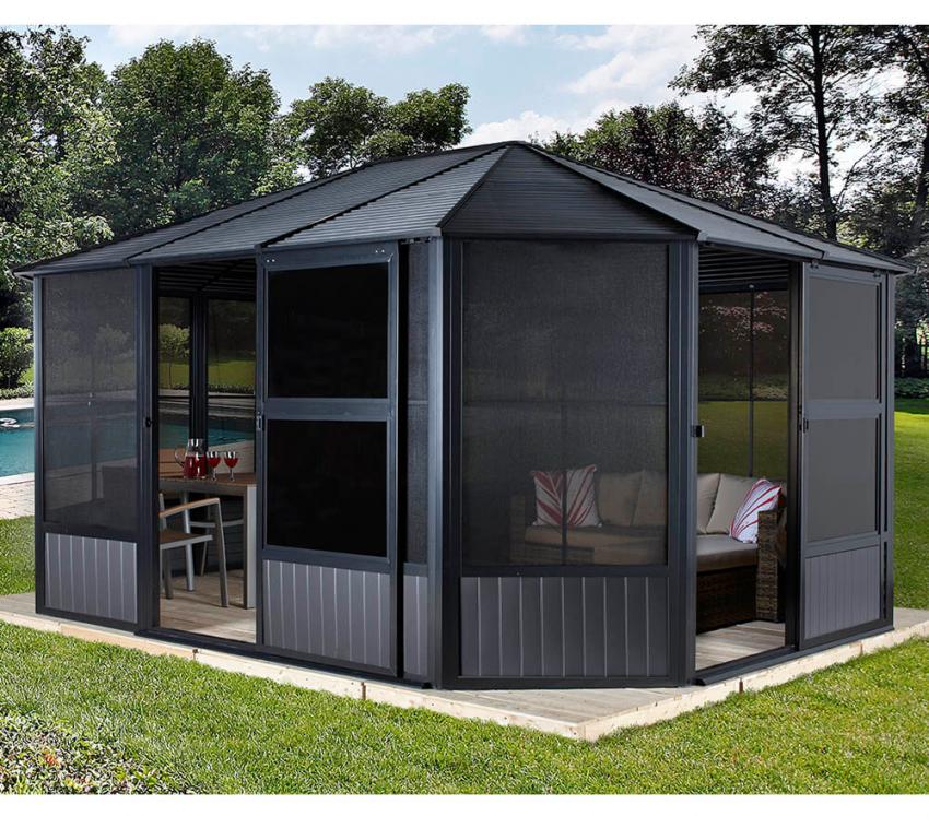 Sojag Alu Pavillon Kaltwintergarten Charleston 1212 | anthrazit | 384x384x281 cm 