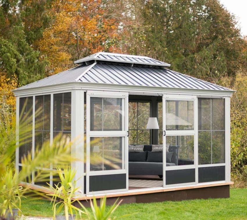 B-WARE Sojag Aluminium Pavillon Wintergarten Bolata 1014 | Anthrazit/Lichtgrau | 289x423x292 cm 