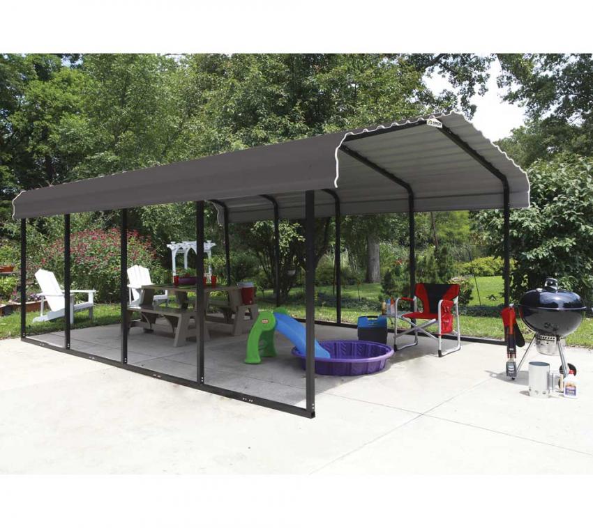 ShelterLogic Stahl Carport Garage Mailand | Schwarz | 610x300x250 cm 