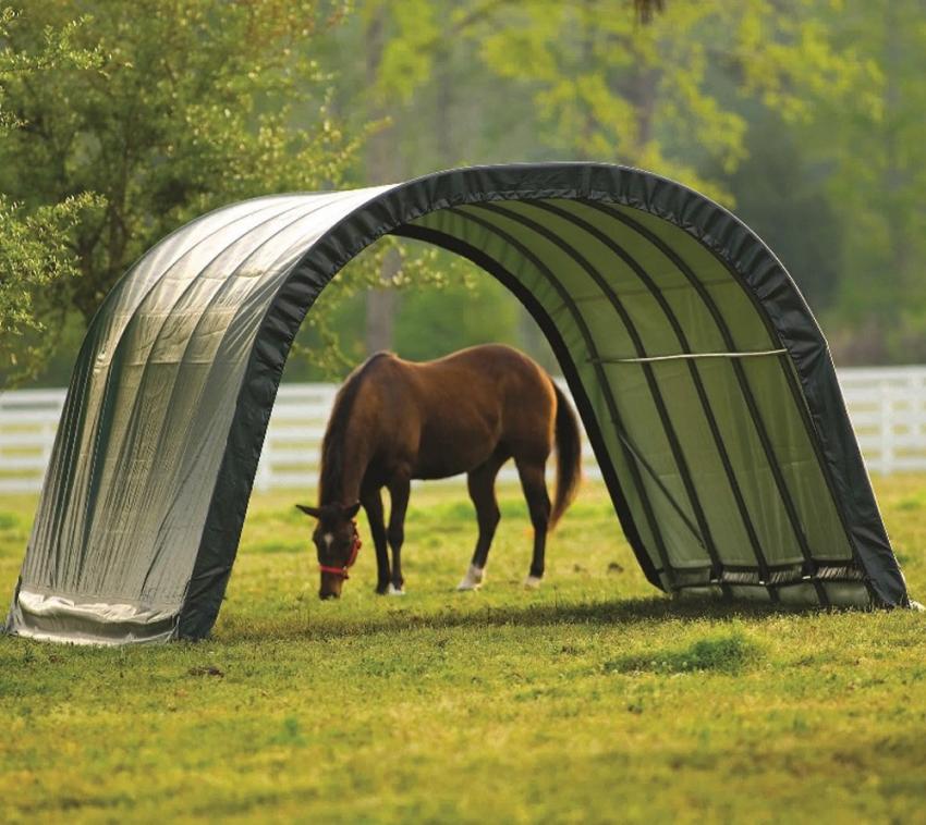ShelterLogic Folien Weidezelt Zeltgarage Run-In-Shed | Grün | 610x400x300 cm 