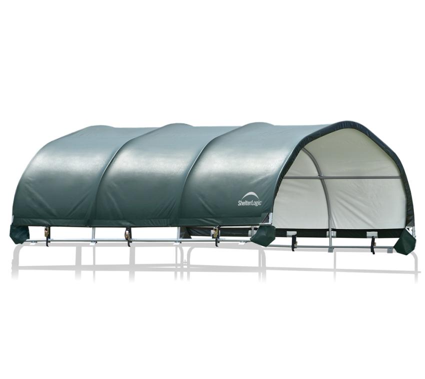 B-WARE ShelterLogic Folien Weidezelt Überdachung ohne Stahlgestell | Grün | 370x370x170 cm 