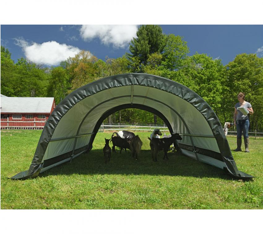 ShelterLogic Folien Weidezelt Zeltgarage Gerätehaus Run-In-Shed 7,8m² grün 300x260x150 cm 