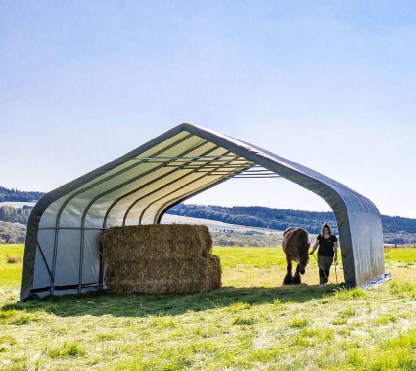 ShelterLogic Folien Weidezelt Zeltgarage Run-In-Shed | Grün | 730x670x380 cm 