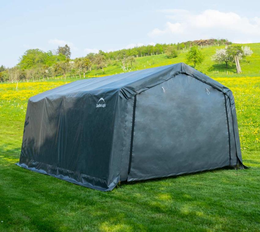 ShelterLogic Folien Zeltgarage Gerätehaus | Grau | 490x370x260 cm 