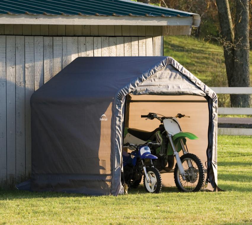 ShelterLogic Folien Zeltgarage Gerätehaus | Grau | 182x182x184 cm 