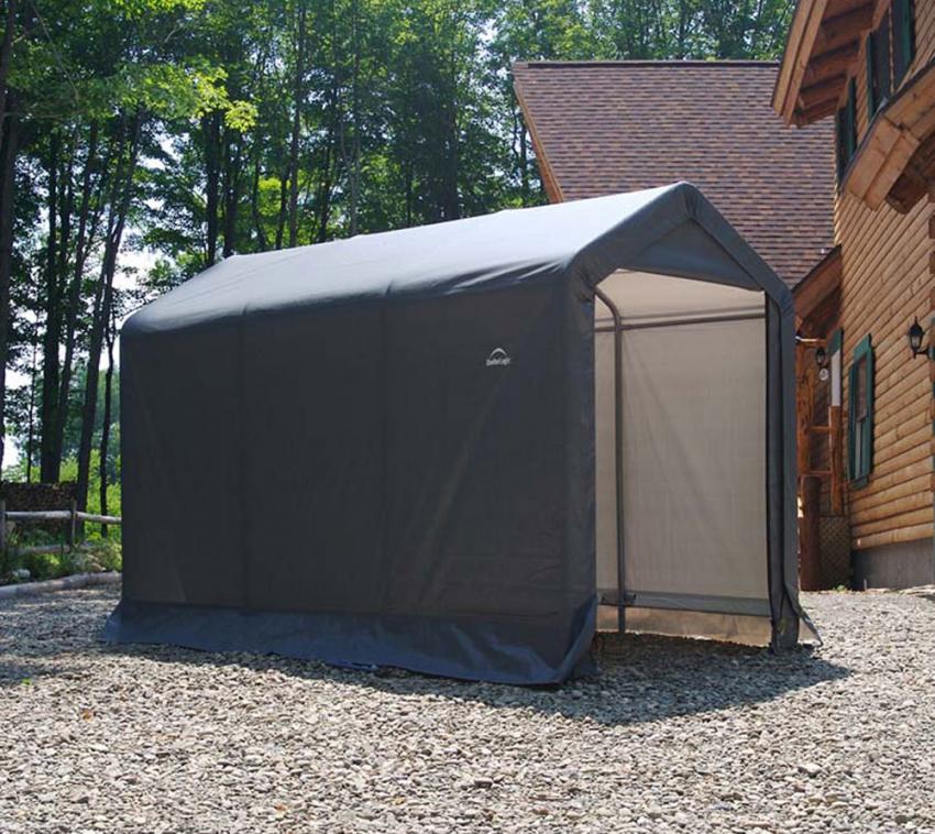 ShelterLogic Folien Zeltgarage Gerätehaus | Grau | 300x180x200 cm 