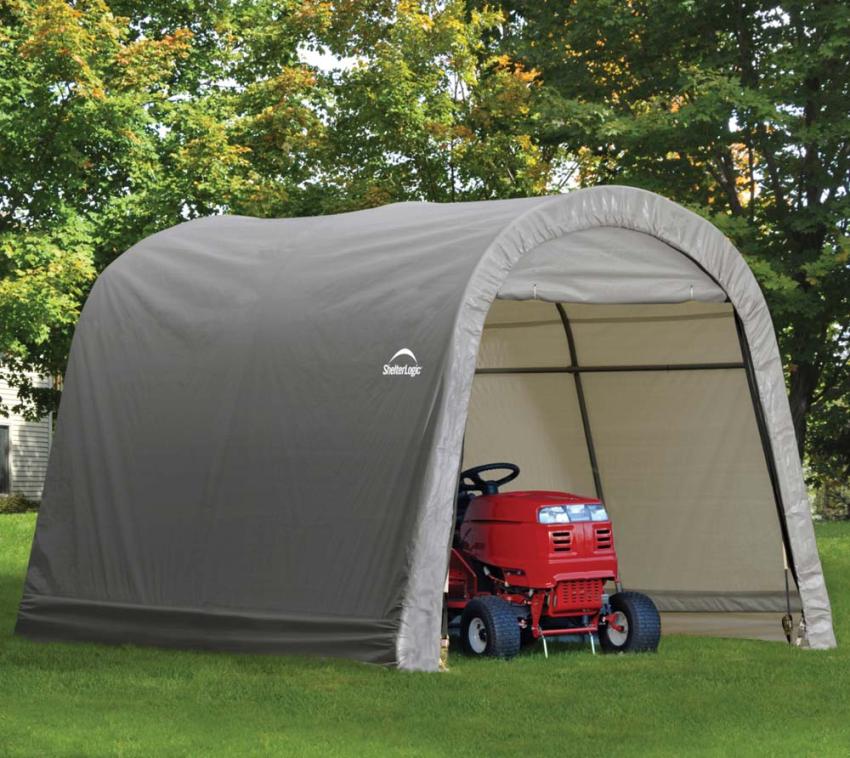 B-WARE ShelterLogic Folien Zeltgarage Gerätehaus | Grau | 300x300x240 cm 
