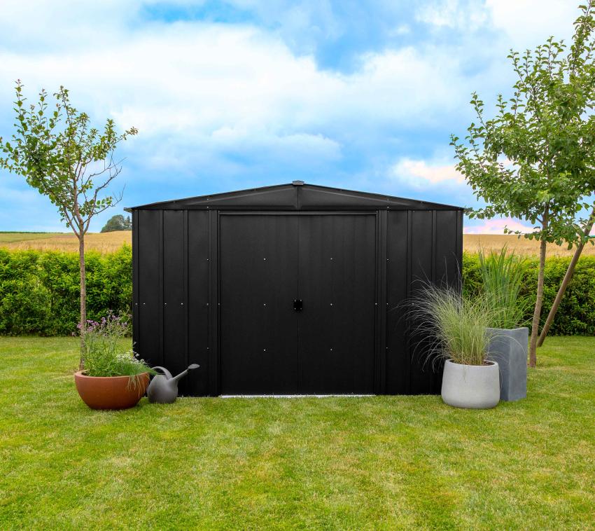 Spacemaker Metall Gerätehaus 108 | Onyx Schwarz | 242x313x209 cm 