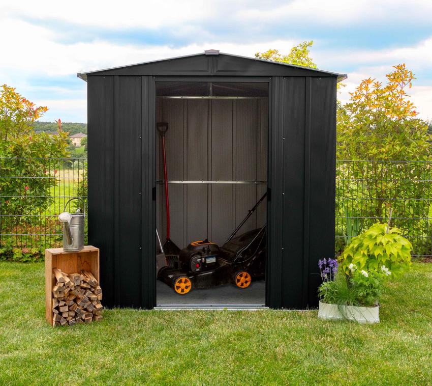 Spacemaker Metall Gerätehaus 66 | Onyx Schwarz | 188x194x201 cm 