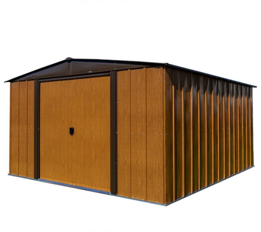 Spacemaker Metall Gerätehaus Woodlake 10x12 holzoptik 313x370x185 cm 