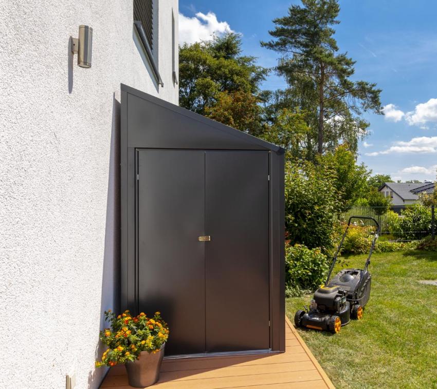 Spacemaker Metall Gerätehaus Anlehnhaus 4x7 grau 203x124x208 cm 
