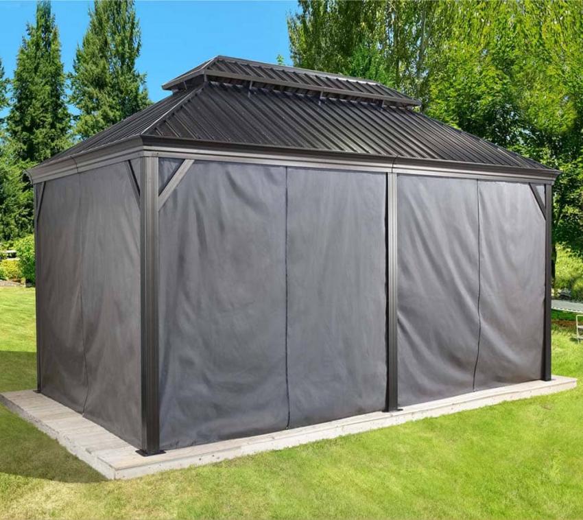 Sojag Pavillon Messina 1220 Vorhänge inkl. Clips | Dunkelgrau 