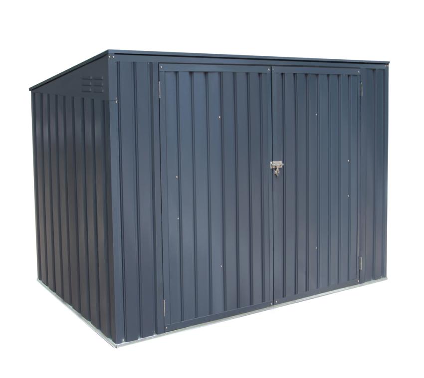 B-WARE Westmann Metall Mülltonnenbox Gerätebox 73 | Dunkelgrau | 100x235x131 cm 
