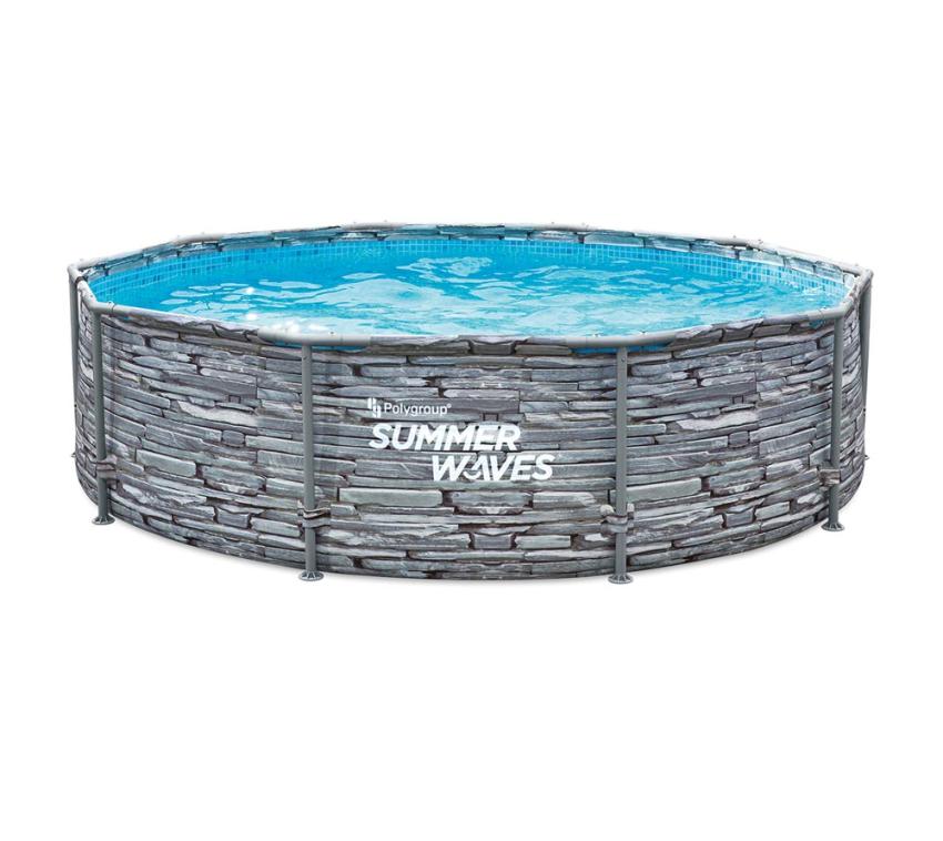 B-WARE Summer Waves Stahlrahmen Aufstellpool Active Frame rund | Grau | 305x305x76 cm 